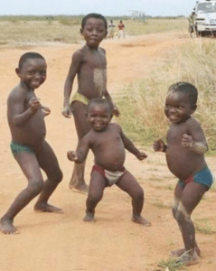 African Kids Dancing celebrating meme template