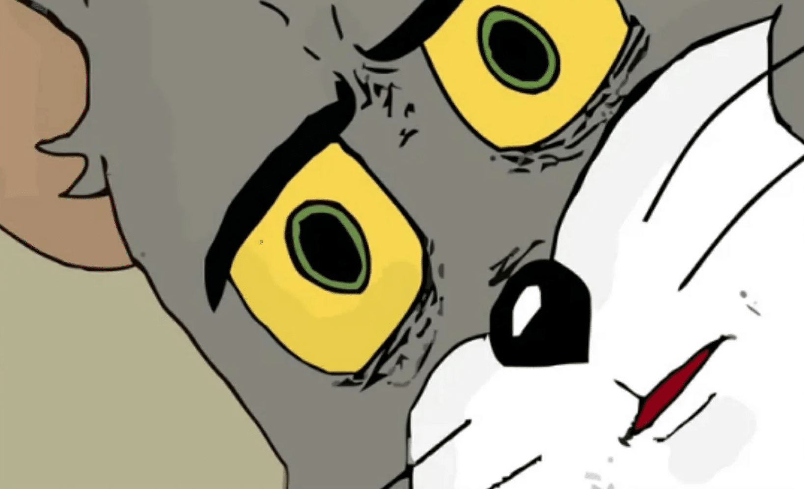 Meme Generator - Tom Cat Disturbed / Scared / Unsettled Face template