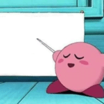 Kirby pointing at board meme template blank