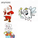 imaginary creatures meme template blank, with santa, the easter bunny, and the toothfairy