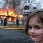 Girl in front of burning house  meme template blank