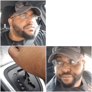 Black guy reversing car Car meme template