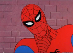 Spiderman Thinking Skeptical meme template