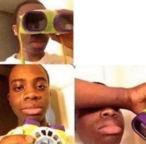 Black Kid Looking Through Goggles (blank) Looking meme template