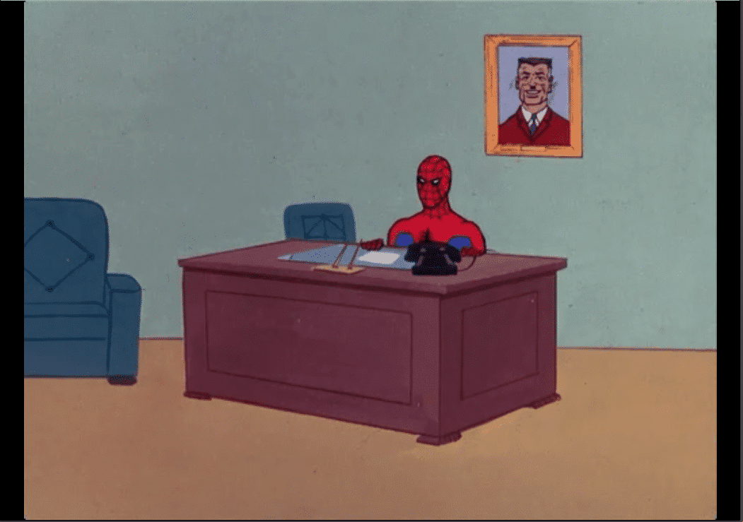 Meme Generator Spiderman Sitting at Desk Newfa Stuff