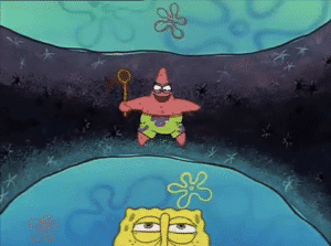 Patrick Sneaking up on Spongebob Sneaking meme template