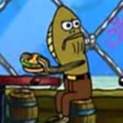 Fred the Fish Eating a Burger Spongebob meme template