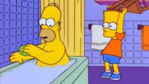 Bart Hitting Homer with Chair Simp meme template