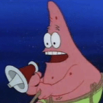 Patrick with Megaphone Spongebob meme template blank