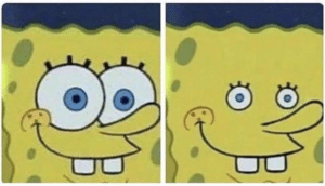 Spongebob Shrinking Eyes Cobra Kai Surprised search meme template