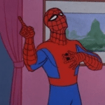 Spiderman Holding Up Finger  meme template blank
