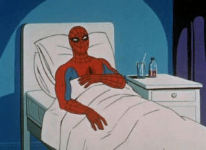 Spiderman Sick Hospital meme template