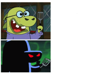 The Hash Slinging Slasher Spongebob meme template