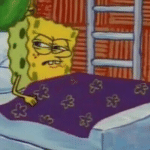 spongebob in bed angry meme template