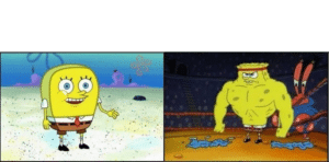 Round and Strong Spongebob meme template Strong meme template