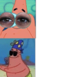 Patrick Binoculars / Blind Spongebob meme template blank