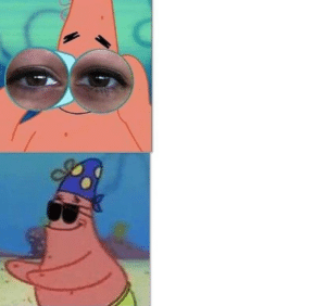Patrick Binoculars / Blind Spongebob meme template