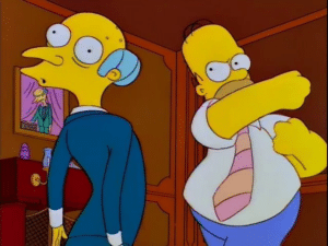 Homer Punching Mr. Burns Pun meme template