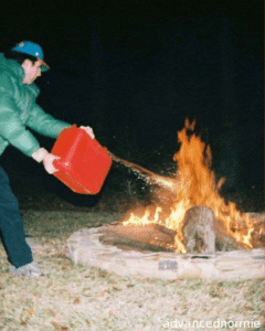 Throwing Fuel on Fire Burning meme template
