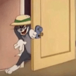 Tom Cat Sneaking through door  meme template blank
