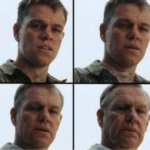 Private Ryan Getting Old  meme template blank transform, Matt Damon