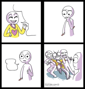 Pulling guy away after bad opinion comic Stopping meme template
