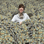 White man sitting in pile of money  meme template blank
