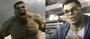 The Hulk Angry then Calm Marvel meme template