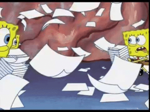 Spongebob Running with Papers Paper meme template
