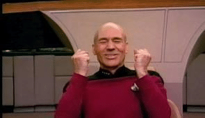 Picard Happy Celebrating Ratio meme template