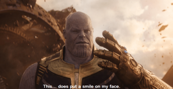 Thanos ' this does put a smile on my face'  meme template blank thanos marvel avengers