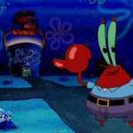 Mr. Krabs Pointing to Chum Bucket Spongebob meme template blank