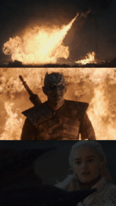 Dragon / Daenerys shooting fire at night king Khaleesi meme template