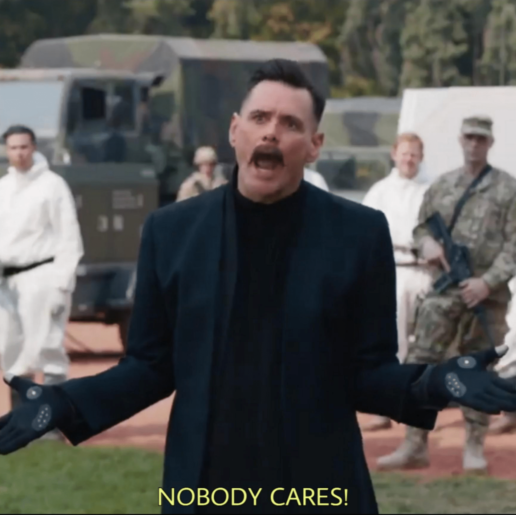 Jim Carey Robotnic 'Nobody Cares'  meme template blank sonic mustache