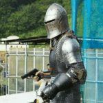 Crusader / Knight with Gun  meme template blank