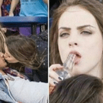 Couple Kissing and Girl Drinking  meme template blank