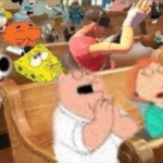 Cartoon characters praying in church  meme template blank