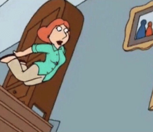 Lois Jumping Down Stairs Family Guy meme template