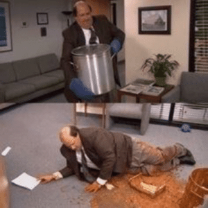 Kevin falling in Chili The Office meme template