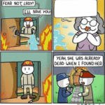 Saving Old Lady From Fire Comic (blank)  meme template blank