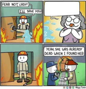 Saving Old Lady From Fire Comic (blank) Saving meme template