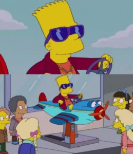 Bart Riding Plane Toy Unexpected meme template