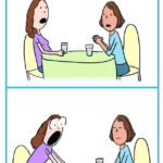 Two Women Talking Spilling Coffee Comic  meme template blank yelling screaming surprised angry