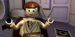 LEGO Obi Wan Shrugging Obi Wan meme template