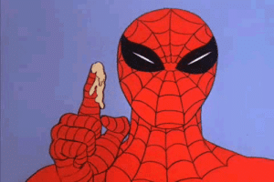 Spiderman with stuff on finger Avengers meme template