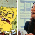 Kim Kardashian and Spongebob Sneezing Spongebob meme template blank