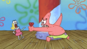 Patrick giving heart lollipop Spongebob meme template