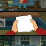 Fry looking at note, sad  meme template blank Futurama
