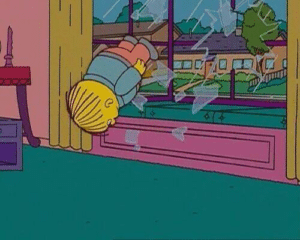 Ralph Crashing Through Window Simpsons meme template