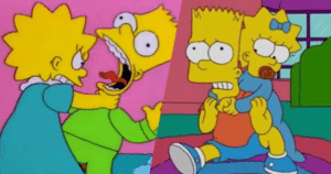 Maggie and Lisa choking Bart Bart meme template